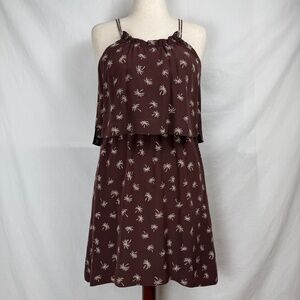 Madewell Silk Chocolate Brown Palm Tree Mini Dress Size 4